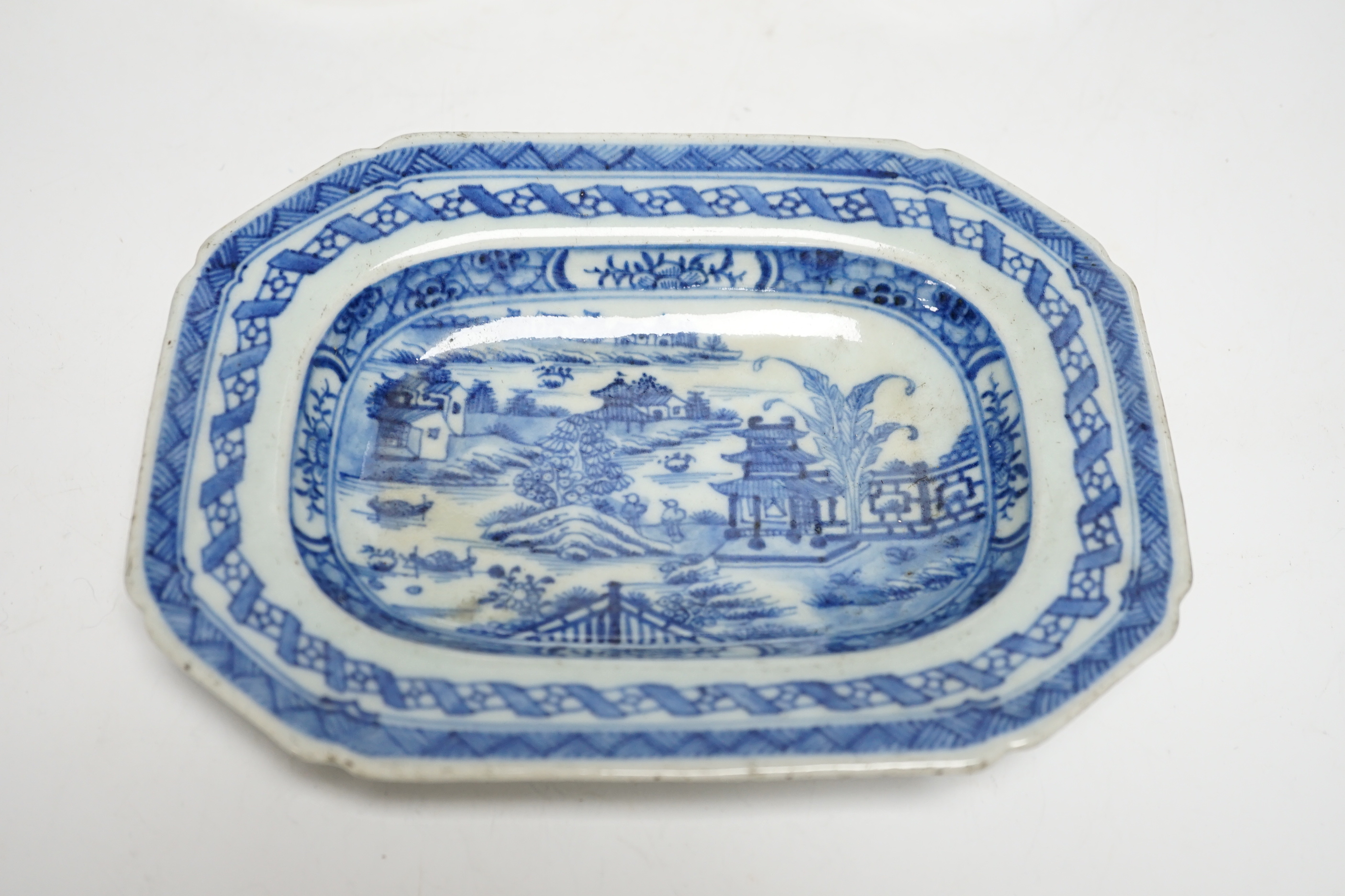 19th century Chinese blue and white porcelain comprising teapot, vase and dish, largest 18cm high